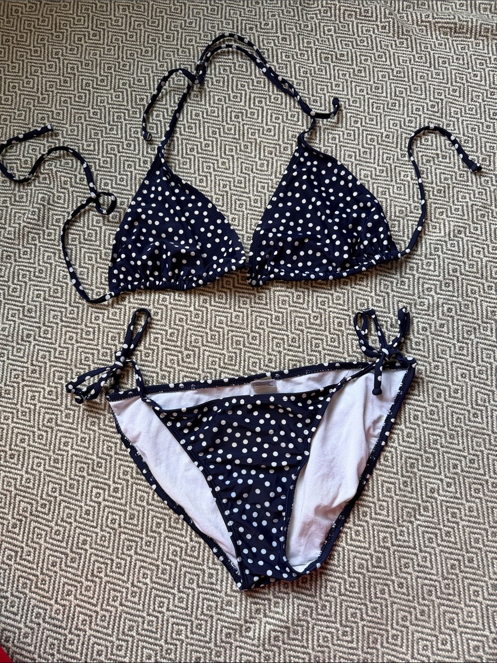 Old Navy - Navy Polka Dot Tie-Side Bikini/ Top XL-Bottom M